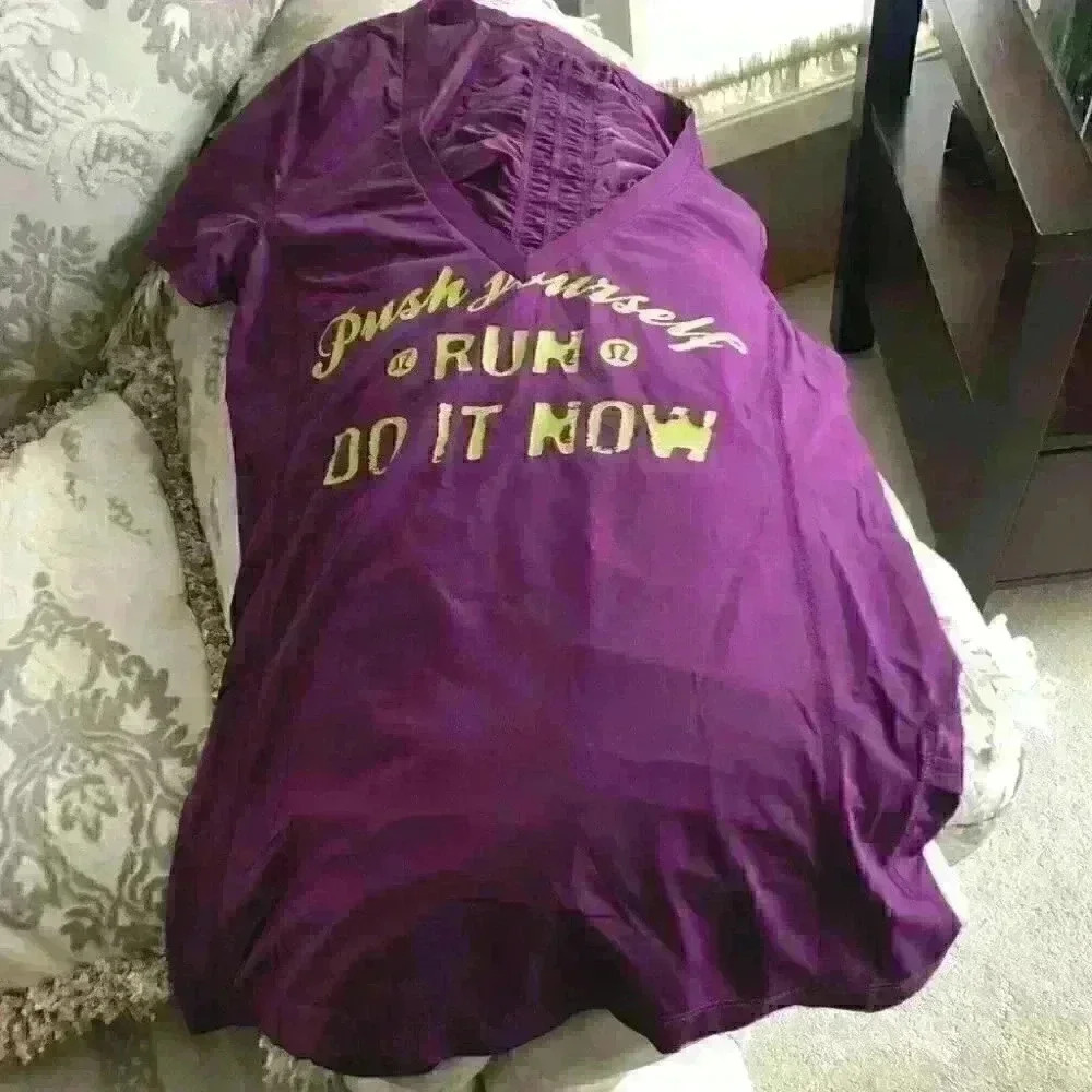 LULULEMON Push Yourself Run - Do It Now - Purple V Neck Top - Picture 8 of 8